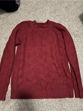 Elodie Girl Cable Knit Sweater - Deep Wine